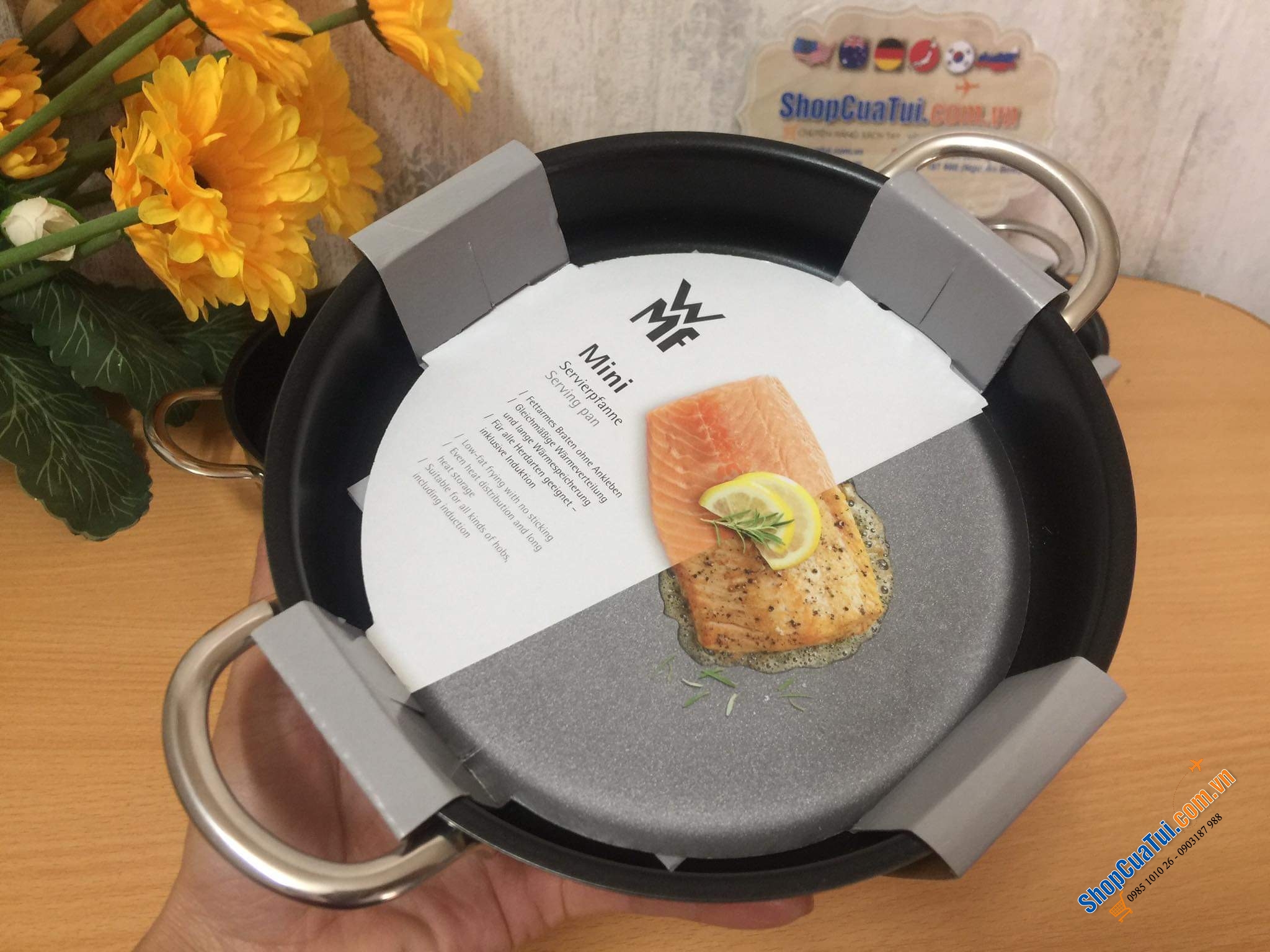 Chảo WMF chống dính MINI 18CM rất tiện, nấu xong có thể đặt thẳng lên bàn ăn (serving pan)