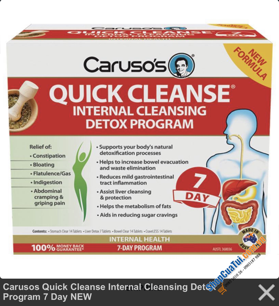 LIỆU TRÌNH 7 NGÀY THẢI ĐỘC NỘI TẠNG, NGĂN NGỪA UNG THƯ VÀ GIẢM CÂN - 1 Năm Duy Nhất 1 Lần - Carusos Quick Cleanse Internal Cleansing Detox Program 7 Day NEW