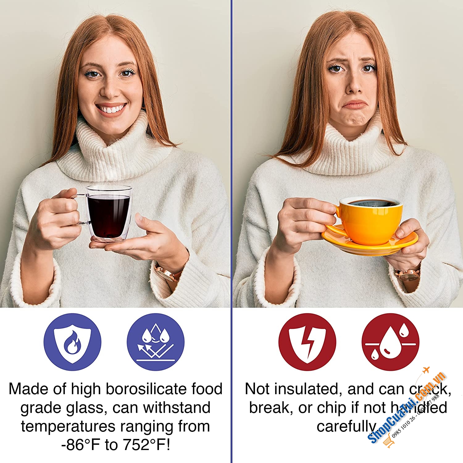 Cốc 2 thành zwilling CÓ QUAI to 355 ml.