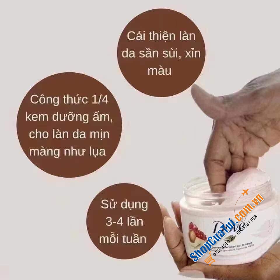 Tẩy da chết Body DOVE ĐỨC 225ml - giúp làn da sáng, mịn màng mềm mại, dưỡng ẩm tự nhiên nhưng không gây nhờn, cho một làn da mượt mà…
