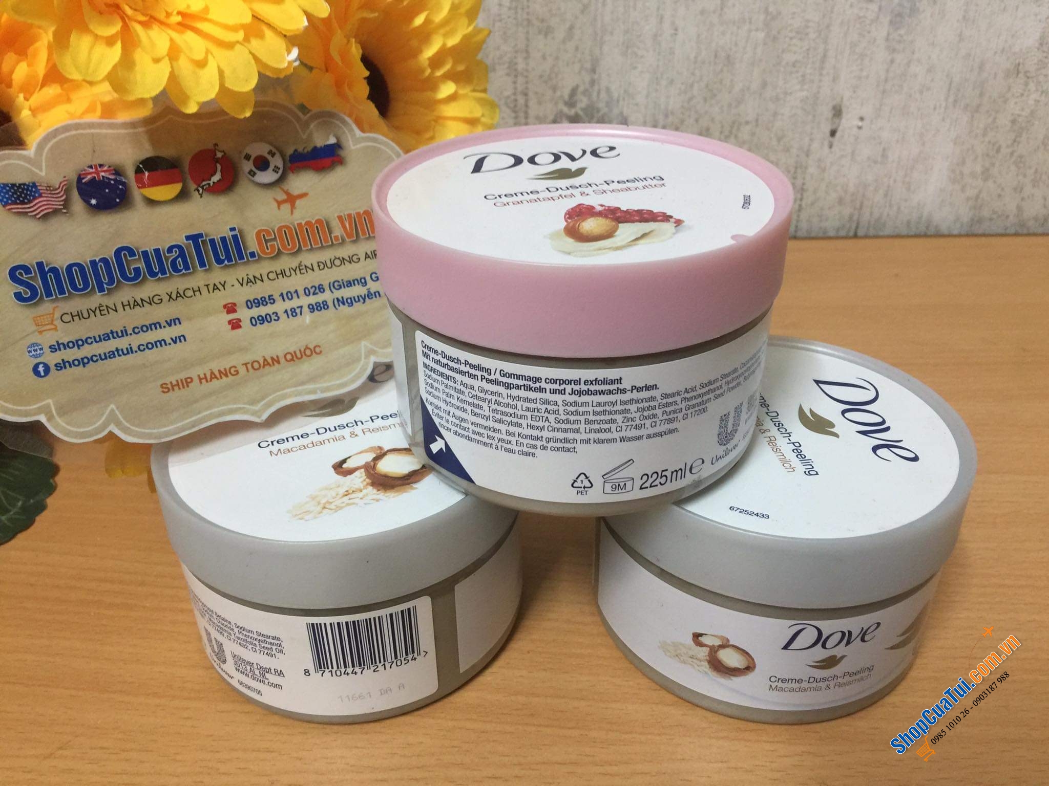 Tẩy da chết Body DOVE ĐỨC 225ml - giúp làn da sáng, mịn màng mềm mại, dưỡng ẩm tự nhiên nhưng không gây nhờn, cho một làn da mượt mà…