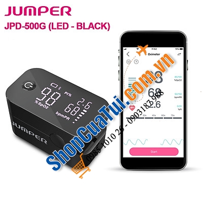 Máy đo nồng độ oxy máu , SPO2, PR, PI Jumper JPD-500G kết nối Bluetooth, MÀU ĐEN màn hình Led (Hàng siêu chất lượng)- Rất cần khi dịch Covid lúc này.