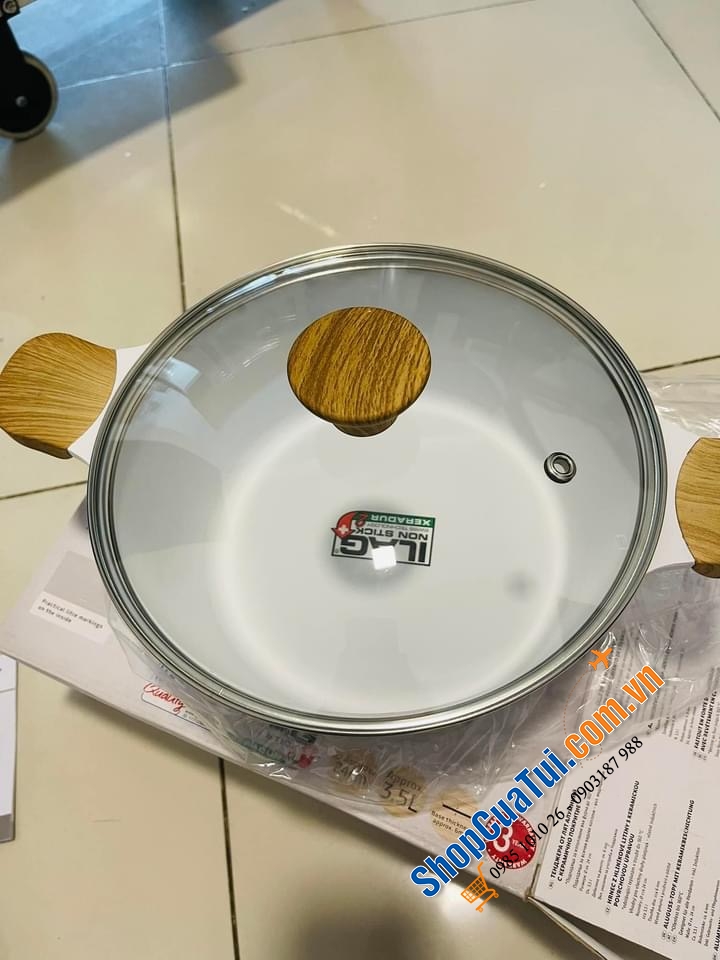 Nồi Enesto 24cm dung tích 4 lít phủ chống dính ILAG bền và siêu an toàn.