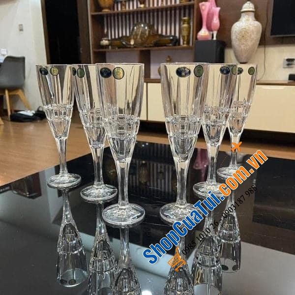 Set 6 ly pha lê Bohemia Dover 180ml - SX tại Séc - Phong cách hoàng gia, chất lượng đỉnh cao