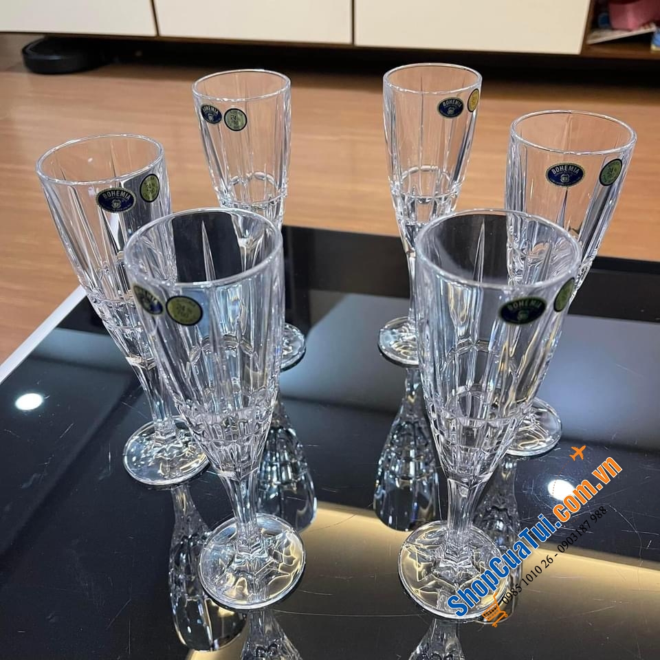 Set 6 ly pha lê Bohemia Dover 180ml - SX tại Séc - Phong cách hoàng gia, chất lượng đỉnh cao