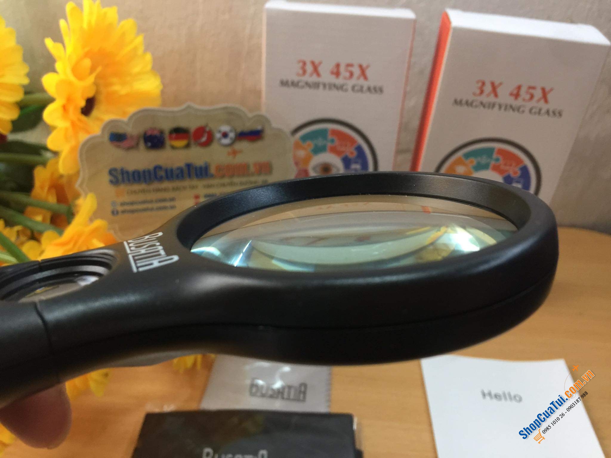 KÍNH LÚP ĐÈN LED BUSATIA.   - Quà biếu ông bà bố mẹ, những ai thích đọc sách mà mắt kém hoặc chữ quá bé