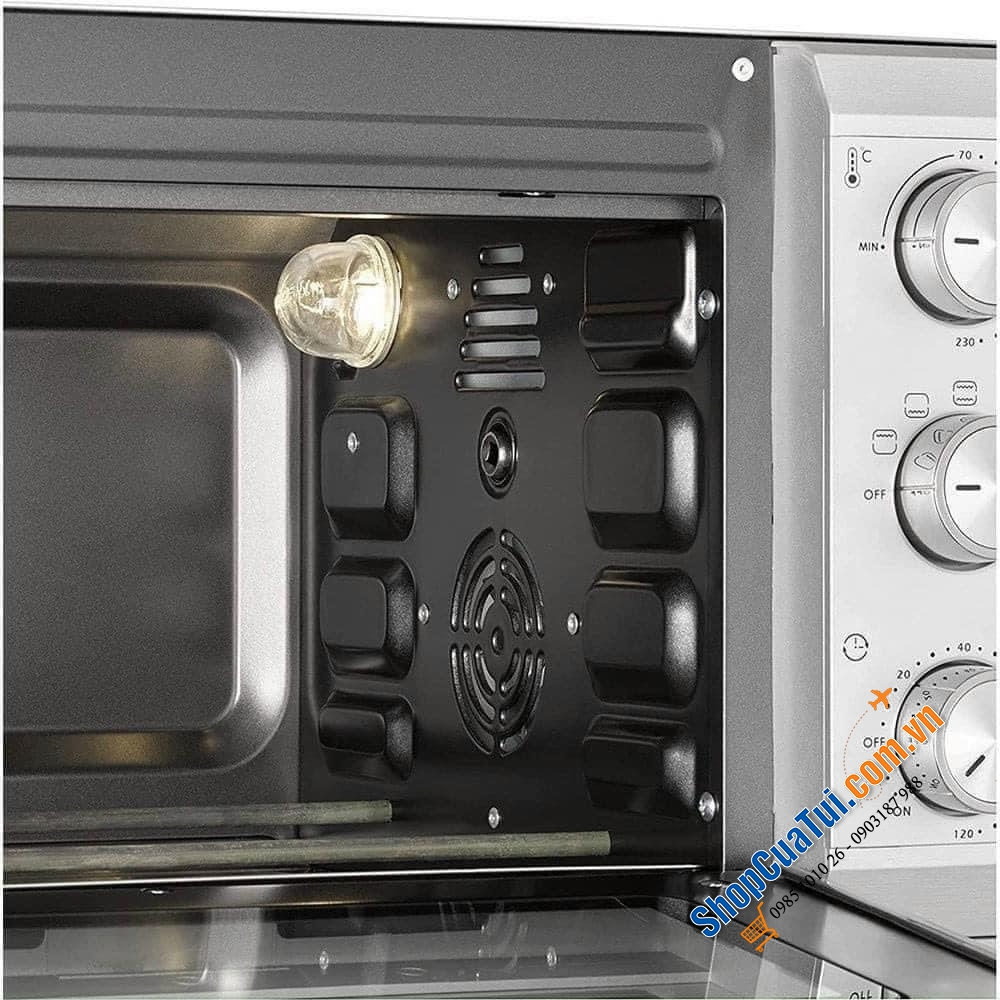 Lò vi sóng Caso to 20 SilverStyle có khoang nấu 20 lít và cung cấp 5 chức năng: nhiệt trên và dưới, nhiệt dưới, quá nhiệt, tuần hoàn, nướng và bánh nướng
