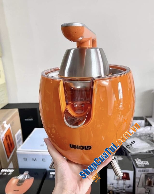 Vắt cam cần đẩy Unold siêu khoẻ nằm trong thiết kế hình trứng siêu gọn đẹp, động cơ 300W mạnh mẽ