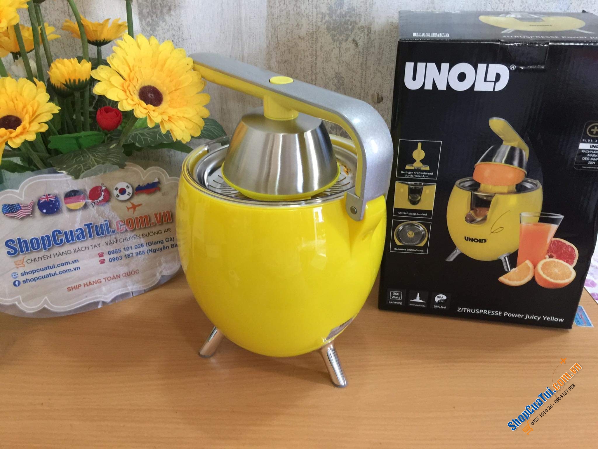 Vắt cam cần đẩy Unold siêu khoẻ nằm trong thiết kế hình trứng siêu gọn đẹp, động cơ 300W mạnh mẽ