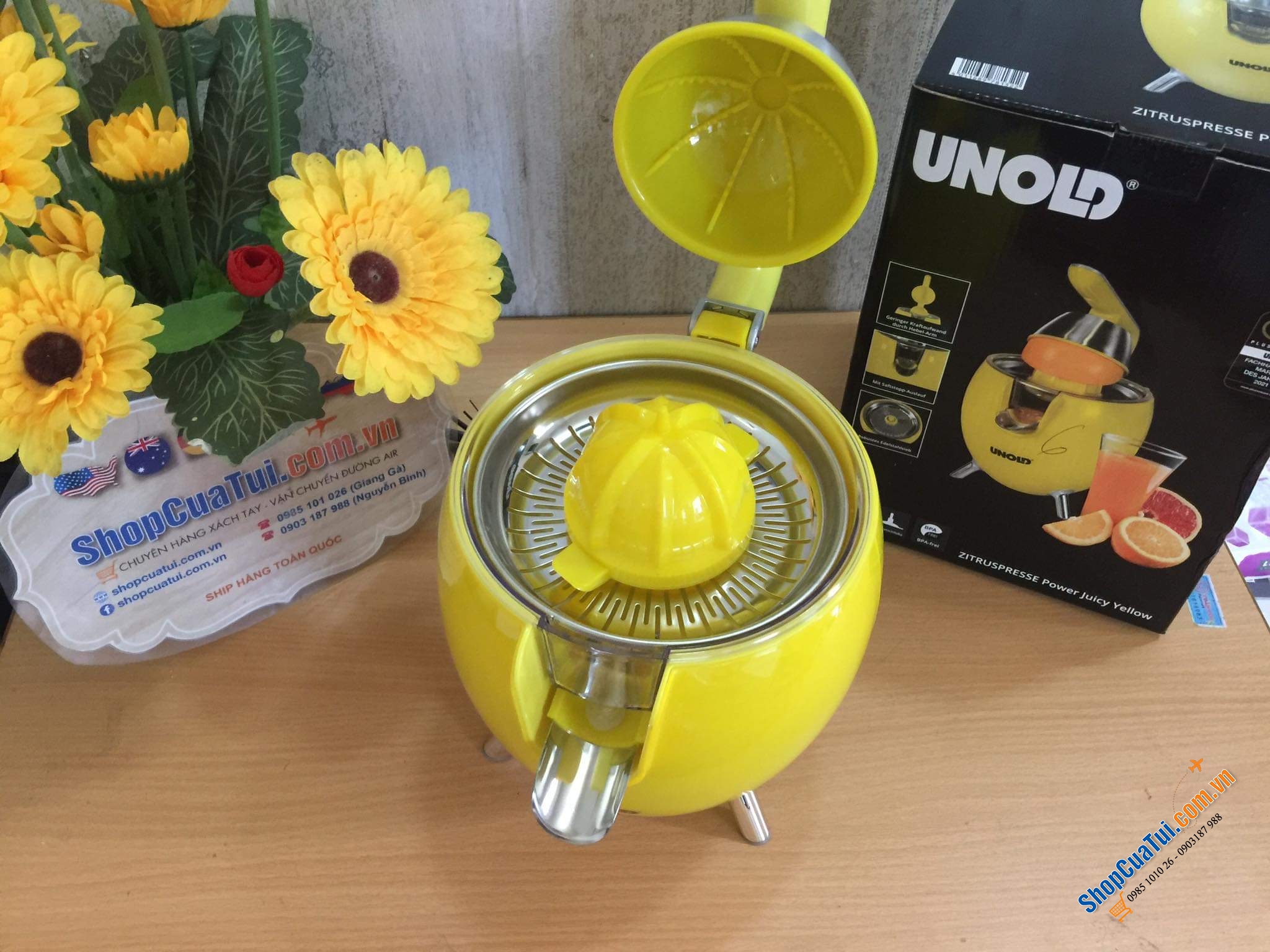 Vắt cam cần đẩy Unold siêu khoẻ nằm trong thiết kế hình trứng siêu gọn đẹp, động cơ 300W mạnh mẽ