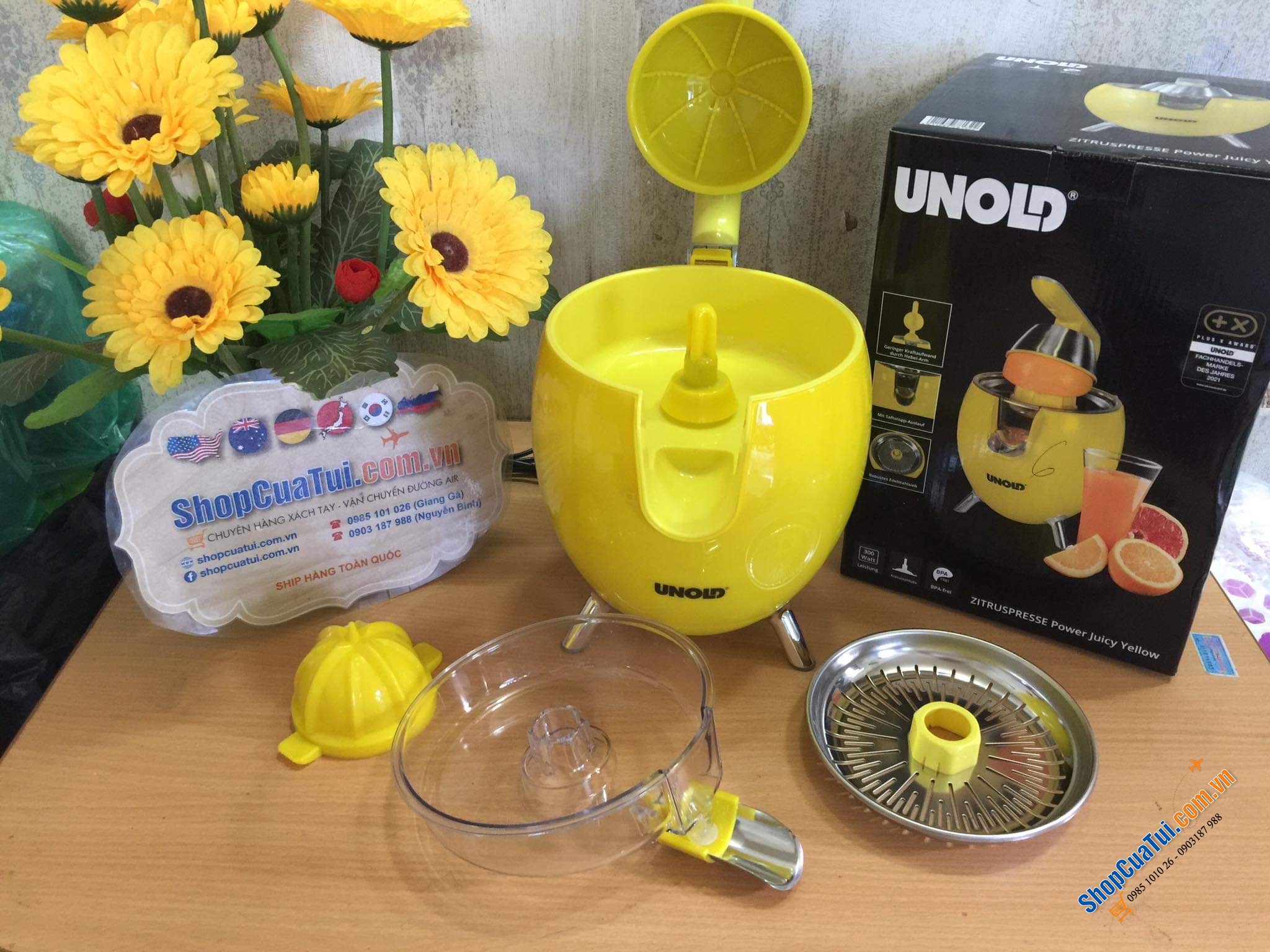 Vắt cam cần đẩy Unold siêu khoẻ nằm trong thiết kế hình trứng siêu gọn đẹp, động cơ 300W mạnh mẽ