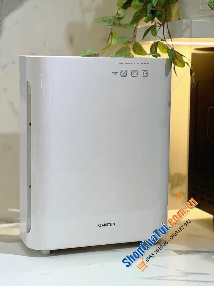 Máy lọc không khí Klarstein cho phòng 40m2 - hiệu quả với hệ thống lọc 5 lớp: bộ lọc trước, HEPA và bộ lọc than hoạt tính, đèn UV-C và máy ion hóa, lý tưởng cho các phòng có diện tích lên đến 40m²