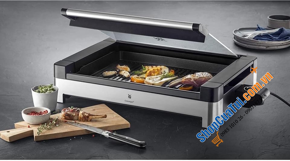 Bếp nướng WMF Lono 415430011 có nắp kính, lên tới 5 mức nhiệt độ khi nướng