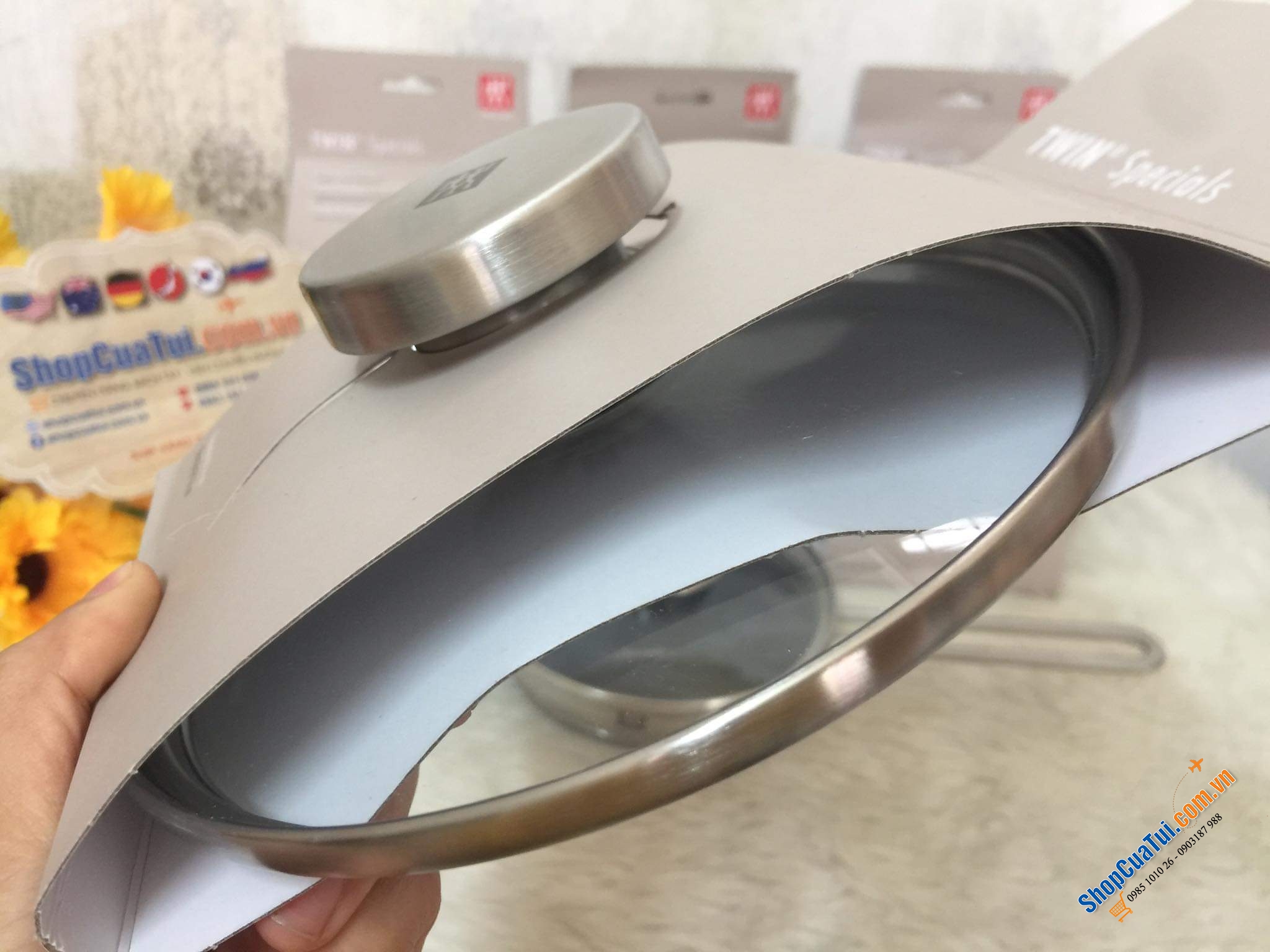 Vung lẻ siêu xịn của Zwilling 16cm - Vung sơ cua cho chảo, quánh 16cm bằng kính