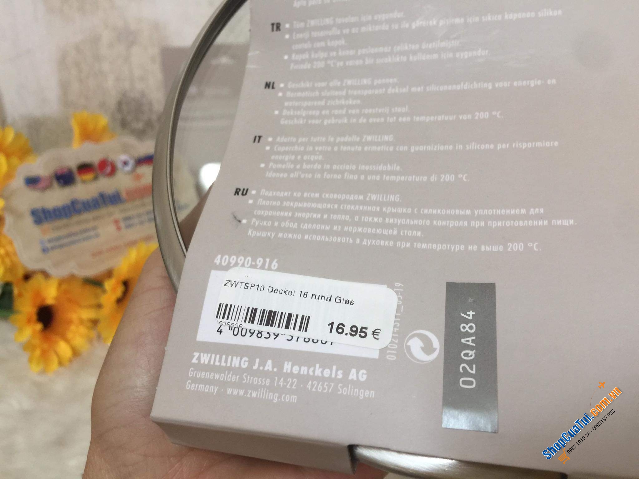 Vung lẻ siêu xịn của Zwilling 16cm - Vung sơ cua cho chảo, quánh 16cm bằng kính