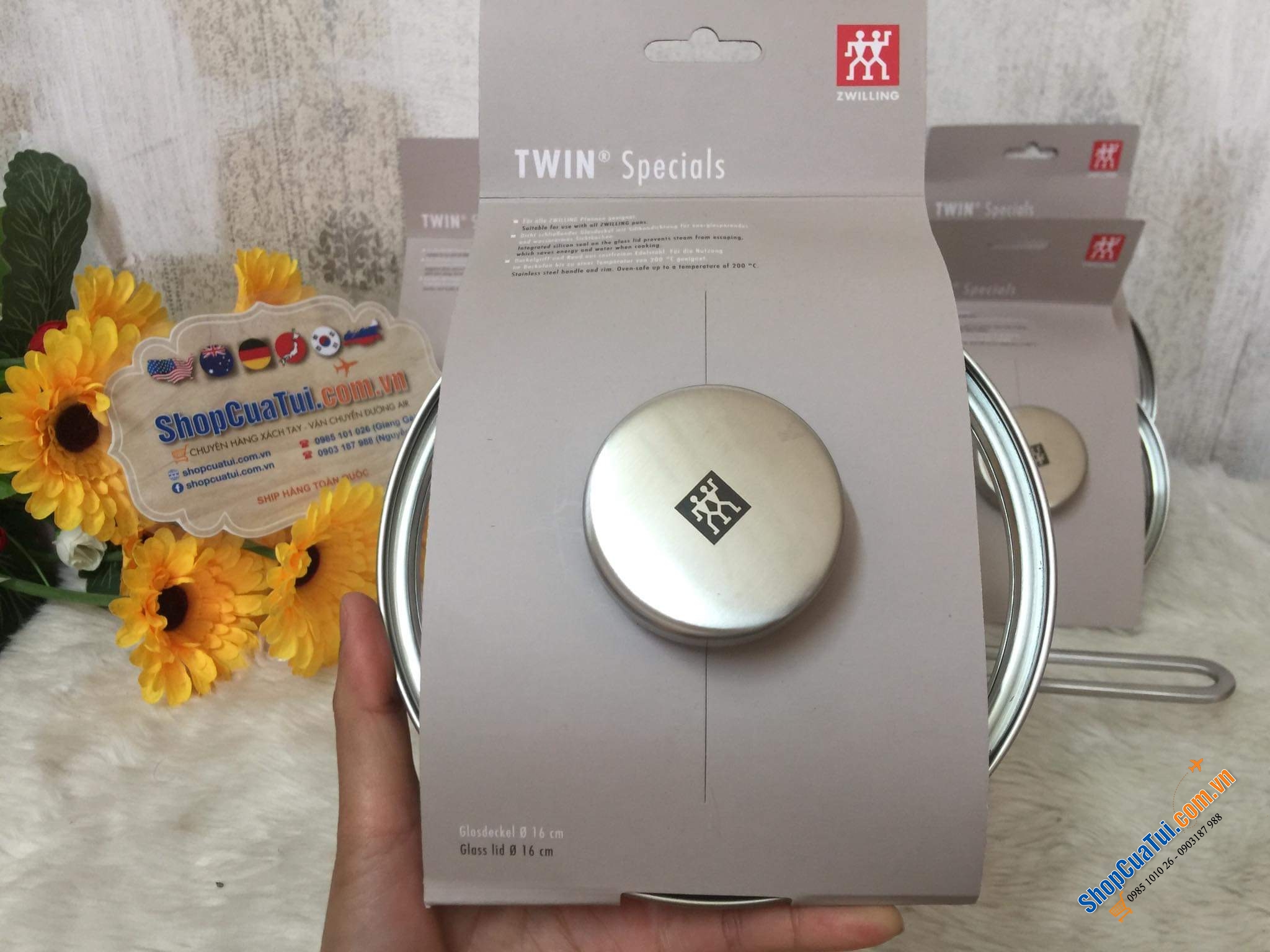 Vung lẻ siêu xịn của Zwilling 16cm - Vung sơ cua cho chảo, quánh 16cm bằng kính