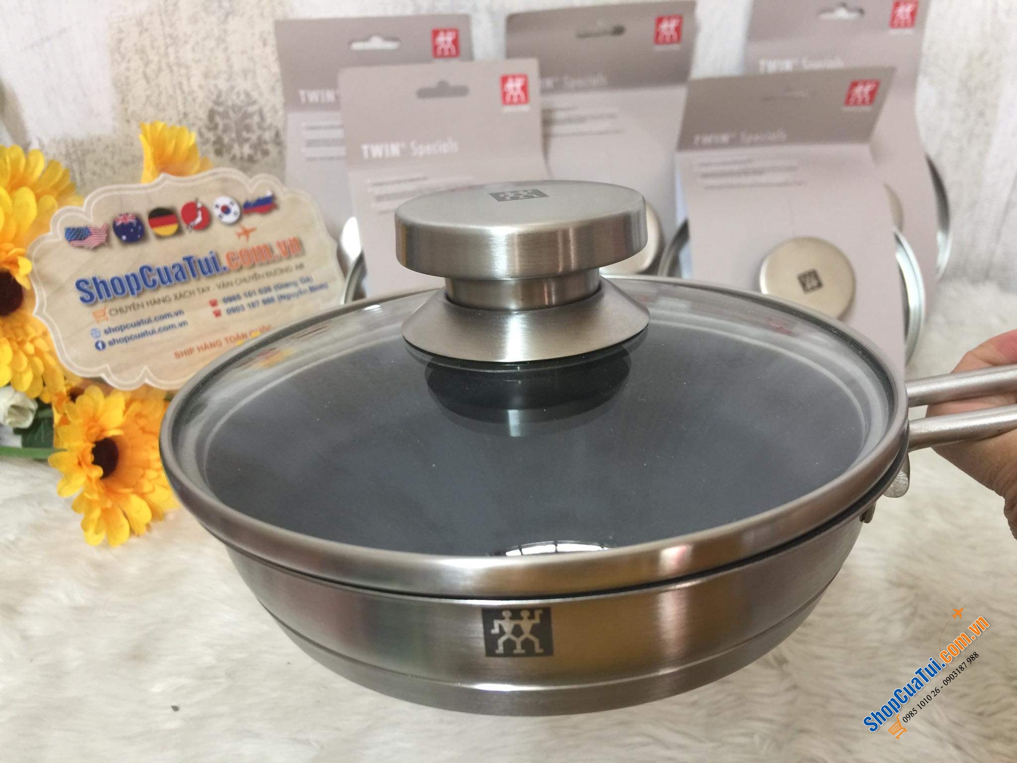 Vung lẻ siêu xịn của Zwilling 16cm - Vung sơ cua cho chảo, quánh 16cm bằng kính