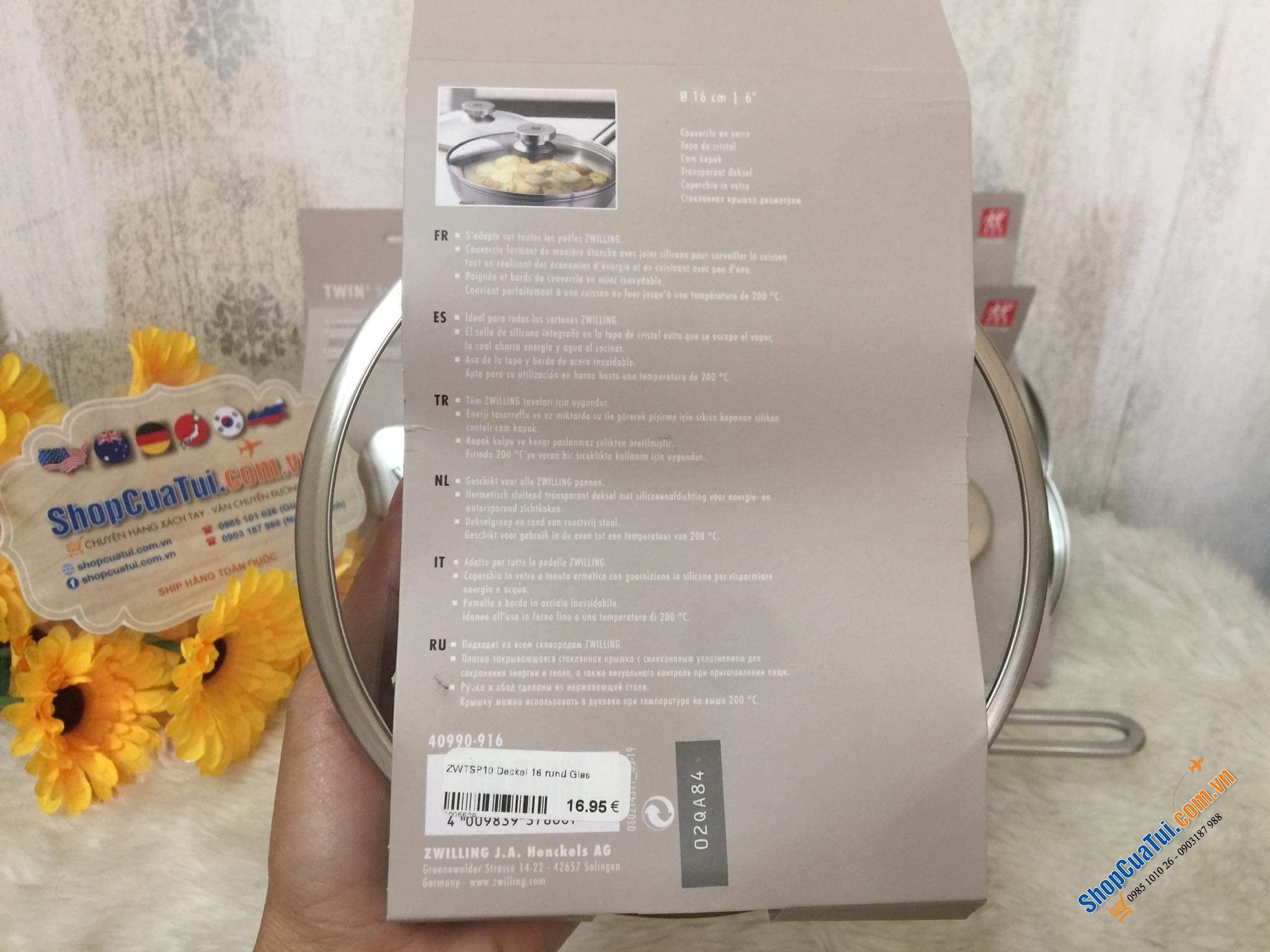 Vung lẻ siêu xịn của Zwilling 16cm - Vung sơ cua cho chảo, quánh 16cm bằng kính