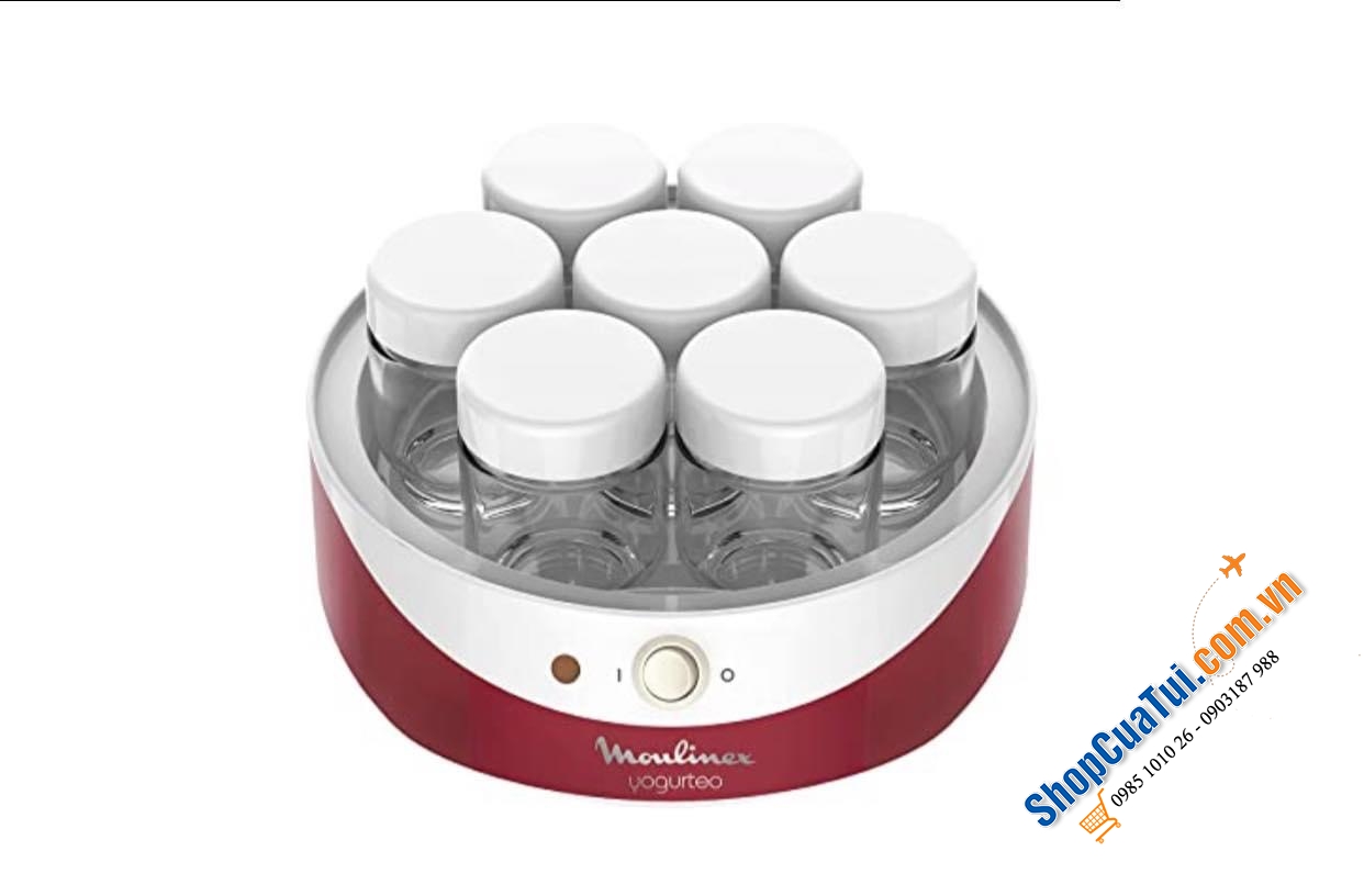 MÁY SỮA CHUA 7 LY MOULINEX - bao gồm 7 hộp thủy tinh, mỗi hộp 160 ml cho bạn những ly sữa chua tự làm thơm ngon, đơn giản