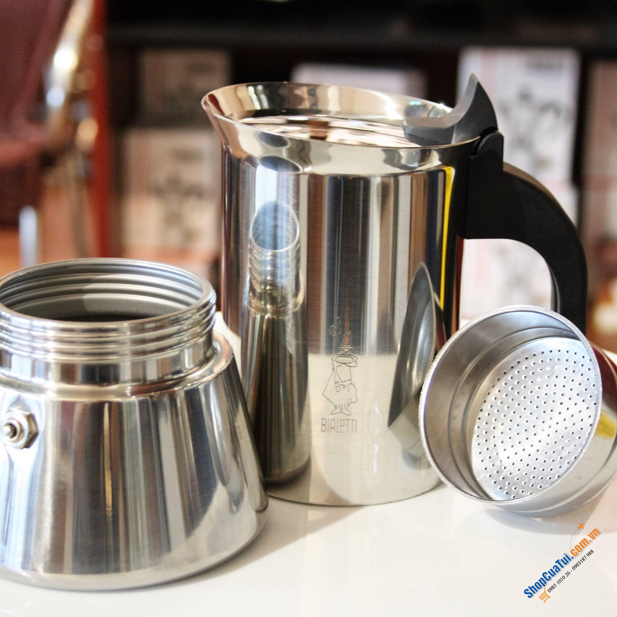 Ấm pha cà phê Bialetti 4 cốc xinh đẹp dùng được bếp từ