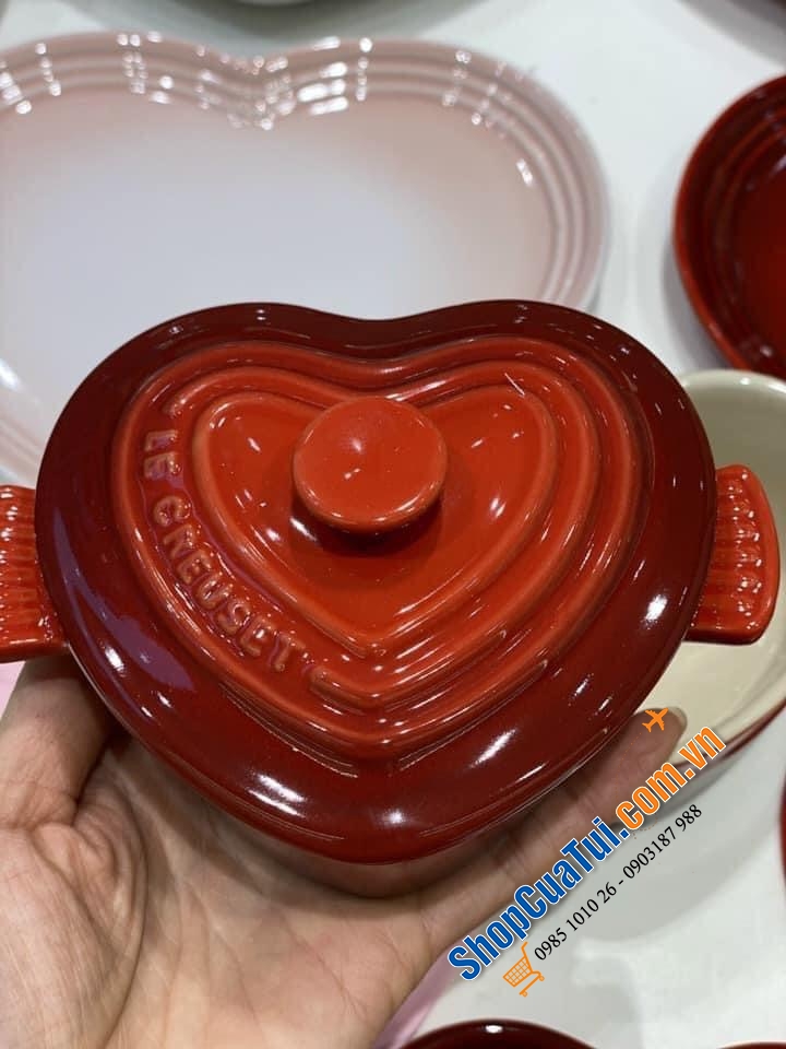 HŨ TIM LE CREUSET MẦU ĐỎ VÀ SHELL PINK CÓ NẮP 10cm