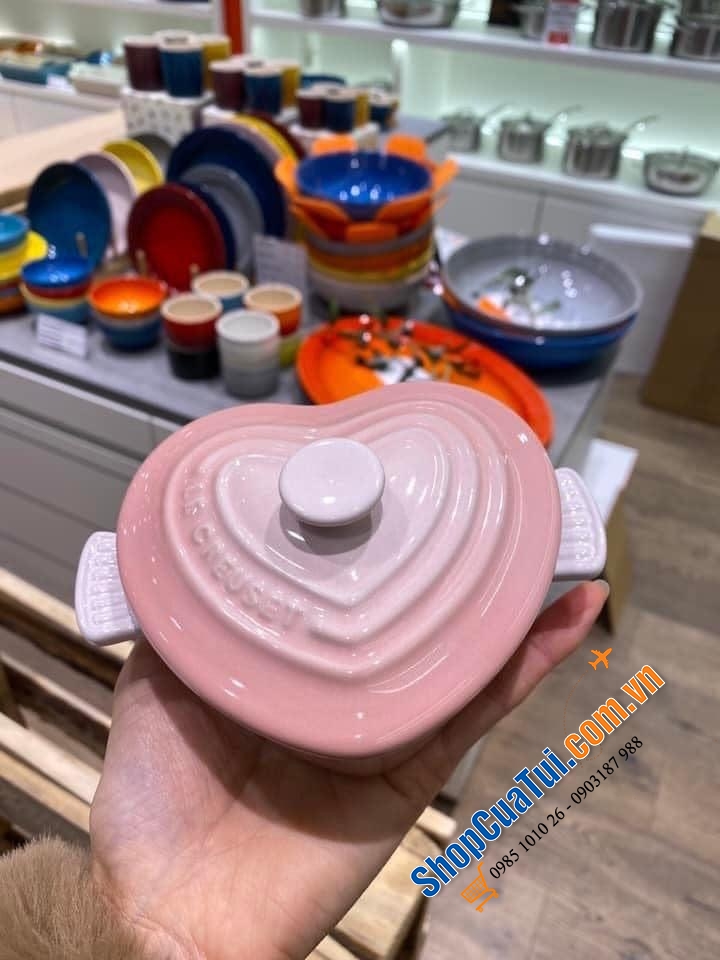 HŨ TIM LE CREUSET MẦU ĐỎ VÀ SHELL PINK CÓ NẮP 10cm