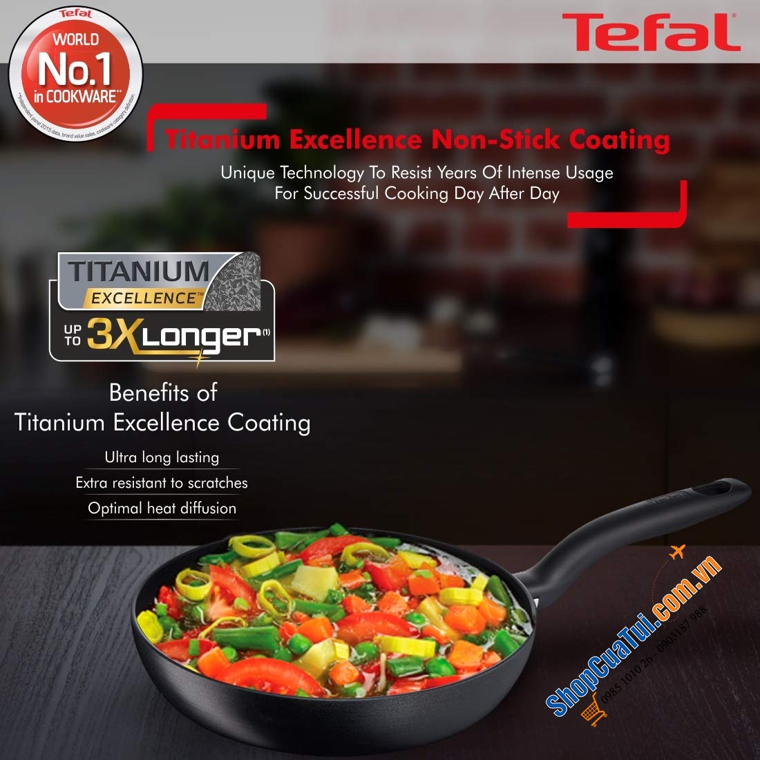 NEW- Đây là mã mới PRO nhé các bác- đỉnh nhất trong các dòng chảo Tefal - Chảo sâu lòng Tefal HARD TITANIUM PRO Wokpfanne 28cm G28919