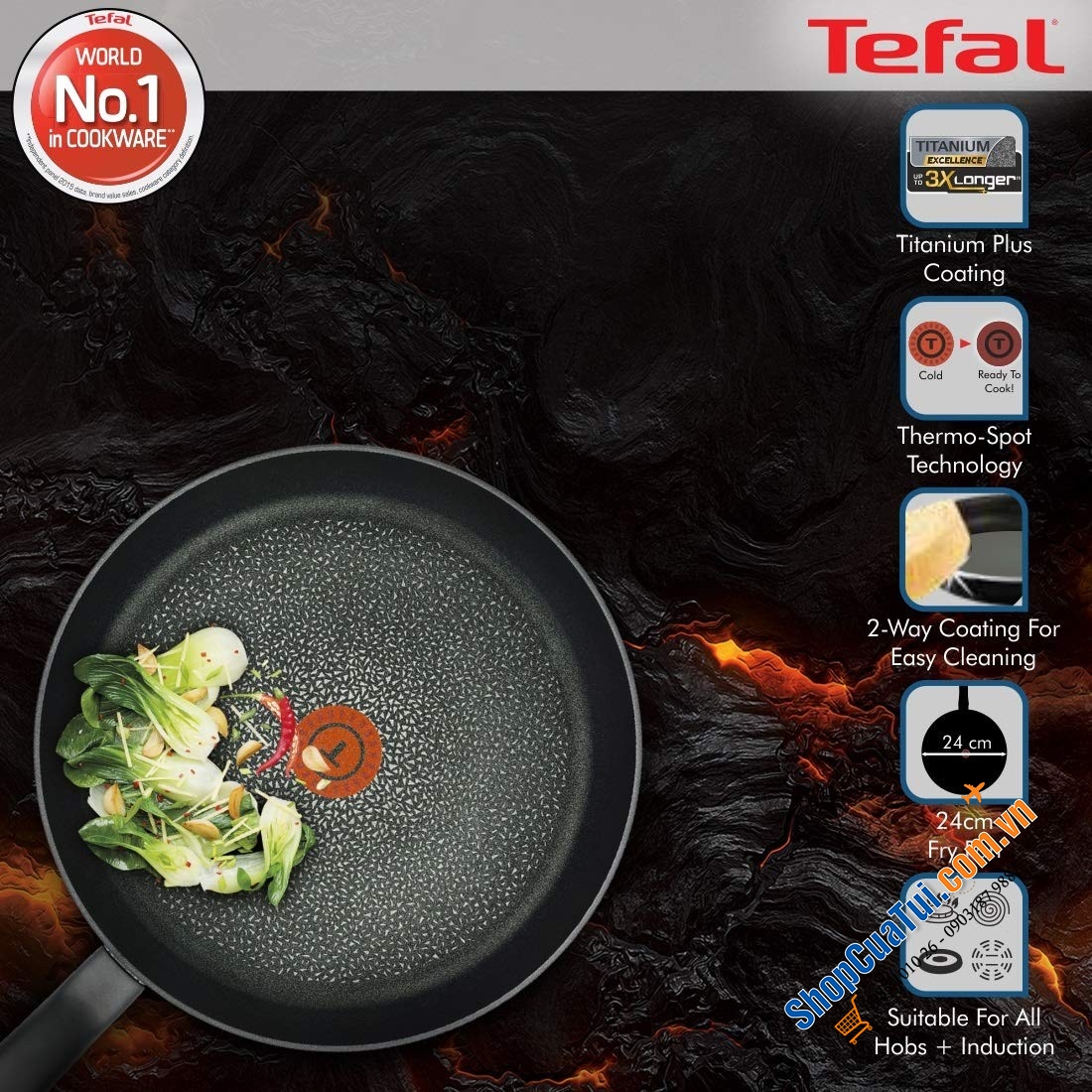 NEW- Đây là mã mới PRO nhé các bác- đỉnh nhất trong các dòng chảo Tefal - Chảo sâu lòng Tefal HARD TITANIUM PRO Wokpfanne 28cm G28919