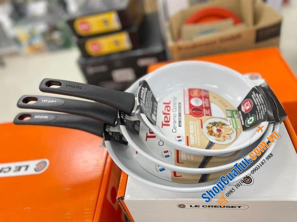 CHẢO RÁN CHỐNG DÍNH TEFAL CERAMIC CONTROL 28cm MADE IN FRANCE màu trắng