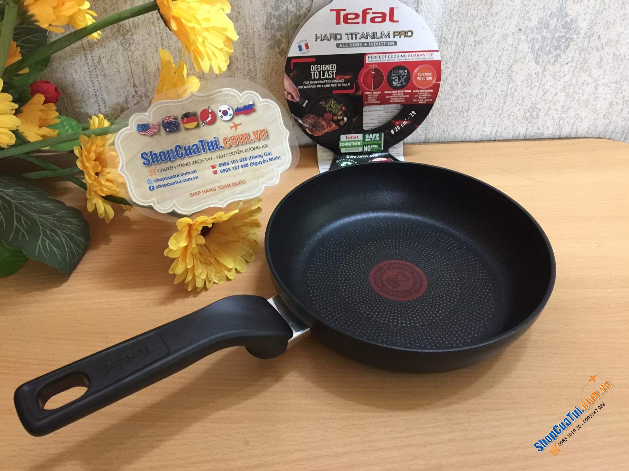 Đỉnh nhất trong các dòng chảo Tefal - Chảo sâu lòng Tefal HARD TITANIUM PRO Wokpfanne 20 cm G2890253 - Chảo đa năng – Made in France