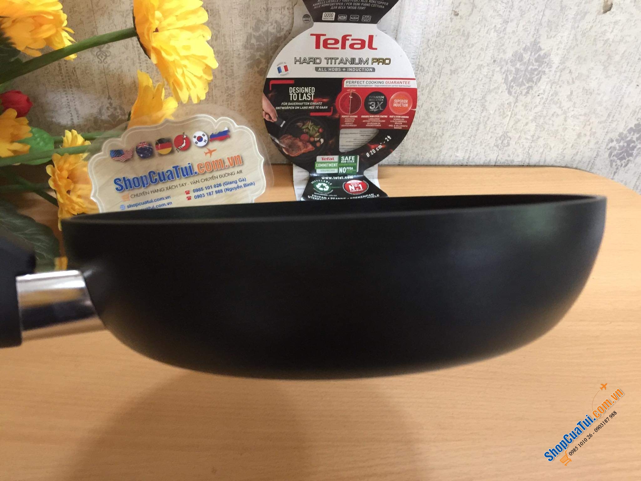 Đỉnh nhất trong các dòng chảo Tefal - Chảo sâu lòng Tefal HARD TITANIUM PRO Wokpfanne 20 cm G2890253 - Chảo đa năng – Made in France