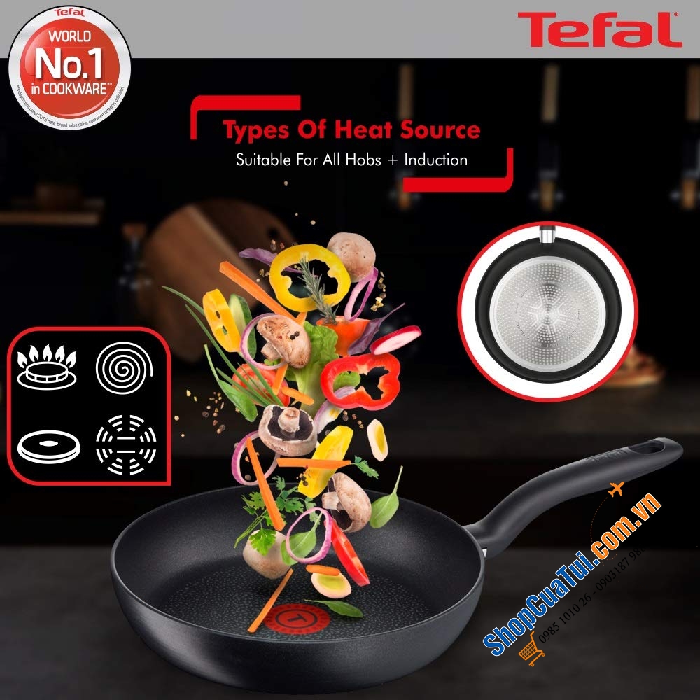 Đỉnh nhất trong các dòng chảo Tefal - Chảo sâu lòng Tefal HARD TITANIUM PRO Wokpfanne 24 cm - Chảo đa năng – Made in France