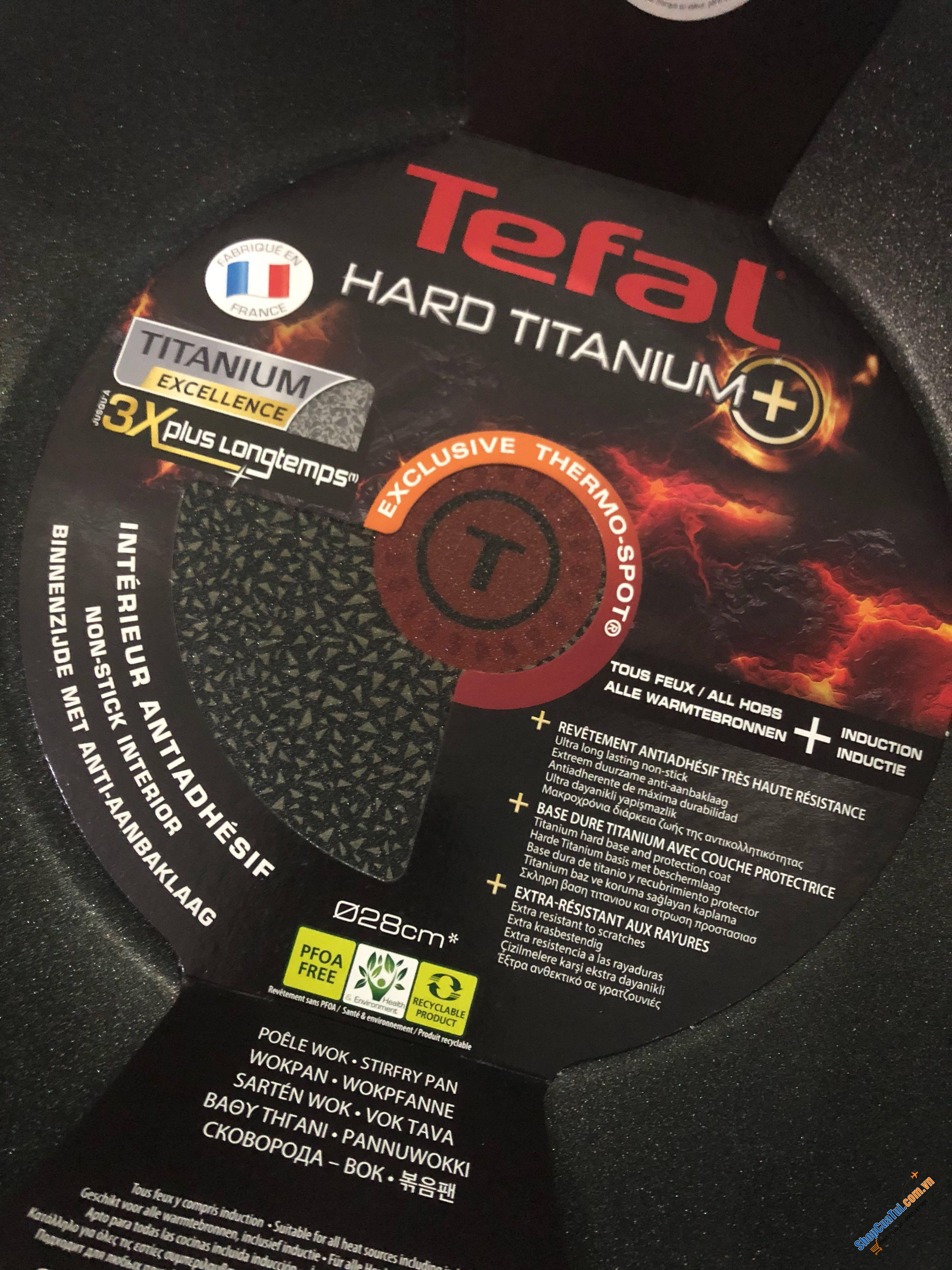 Đỉnh nhất trong các dòng chảo Tefal - Chảo sâu lòng Tefal HARD TITANIUM PRO Wokpfanne 24 cm - Chảo đa năng – Made in France