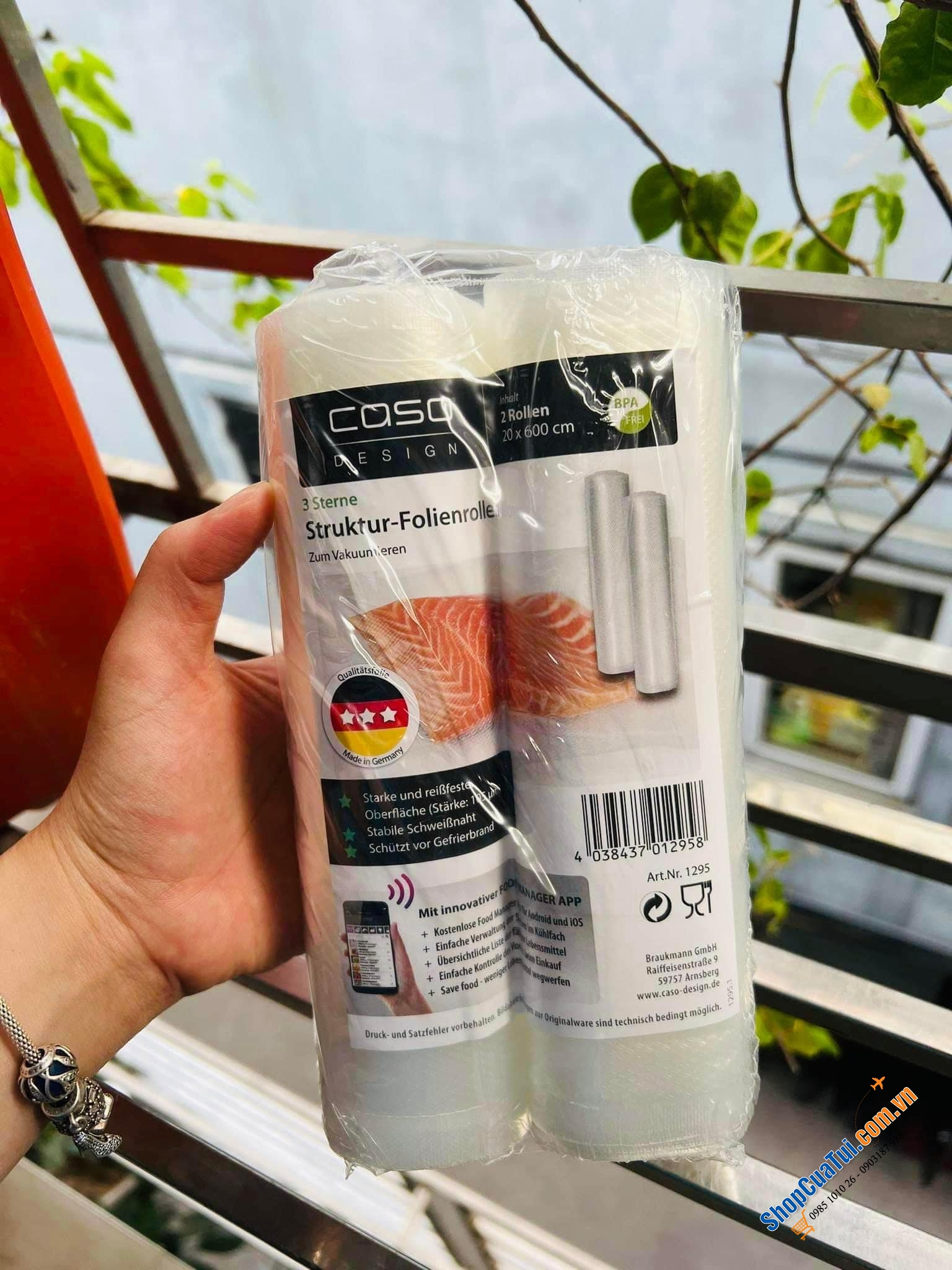 SET 2 cuộn túi hút chân không CASO  dài 6m. Rộng 20cm.