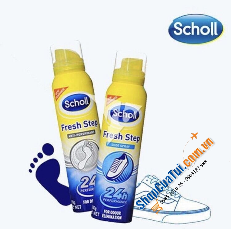 Xịt Khử Mùi Hôi cho Giày và Chân Scholl Fresh Step lọ 150ml - diệt khuẩn cho giày, giữ chân khô, ngăn ngừa việc ra mồ hôi, giúp chống mồ hôi chân lên đến 24h