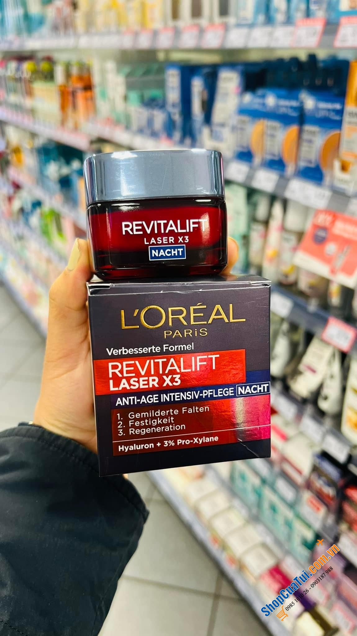 Kem dưỡng da đêm L\\\'Oréal Paris Revitalift Laser X3 - chống lão hoá hiệu quả gấp 3 lần với axit hyaluronic (HA).