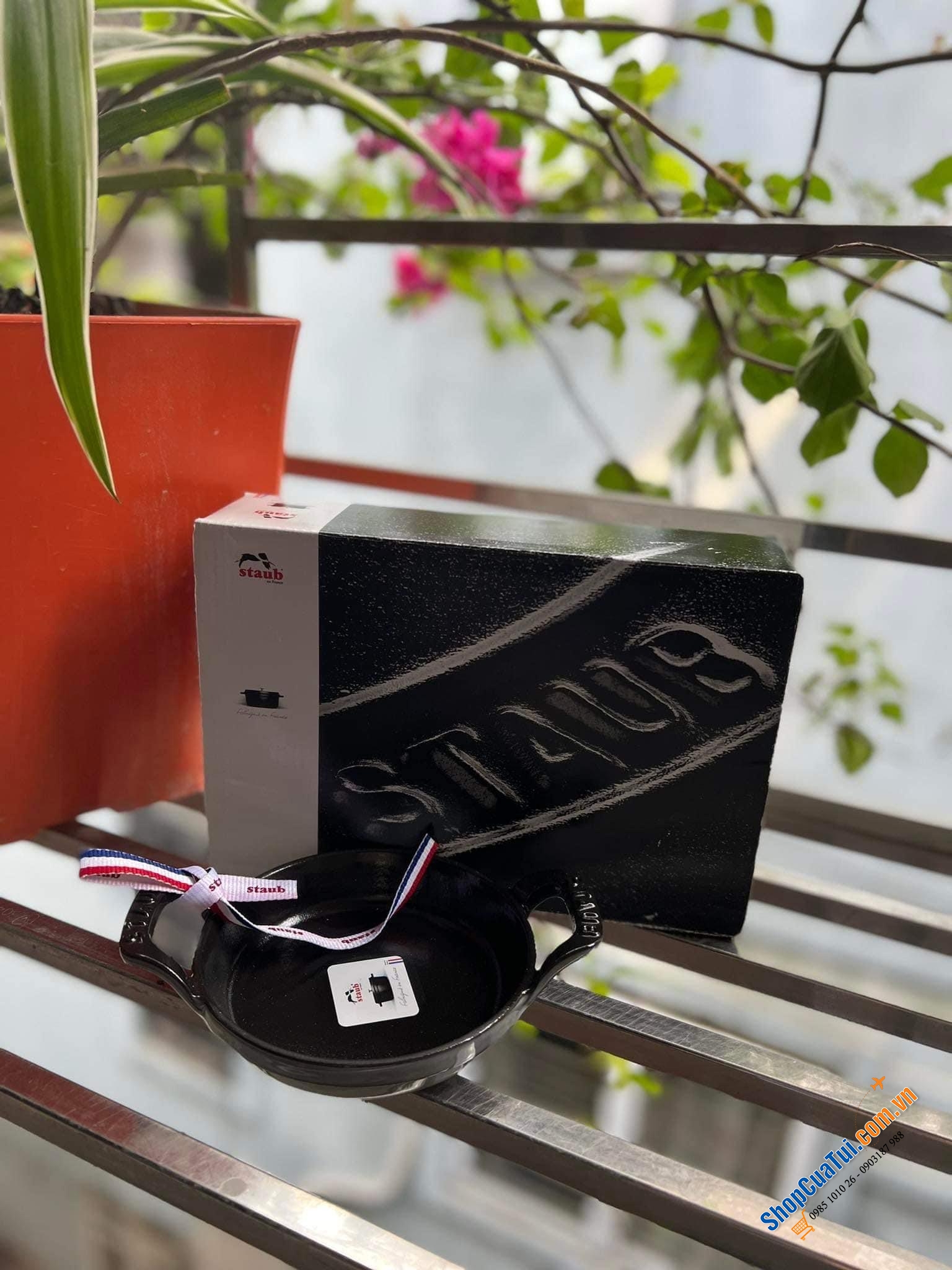 CHẢO STAUB- KHAY NƯỚNG BỎ LÒ 12 CM - Made in France - MÀU XÁM.