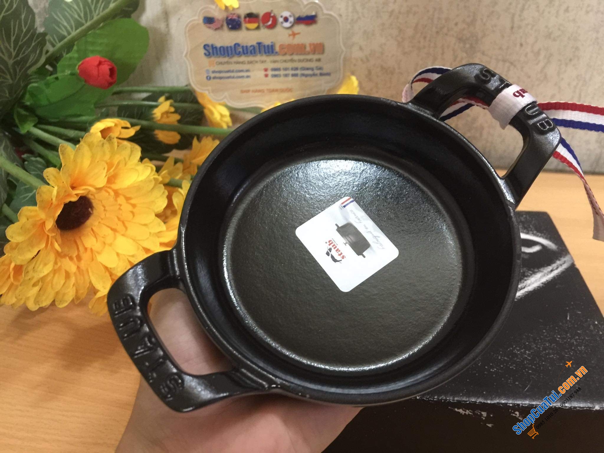 CHẢO STAUB- KHAY NƯỚNG BỎ LÒ 12 CM - Made in France - MÀU XÁM.