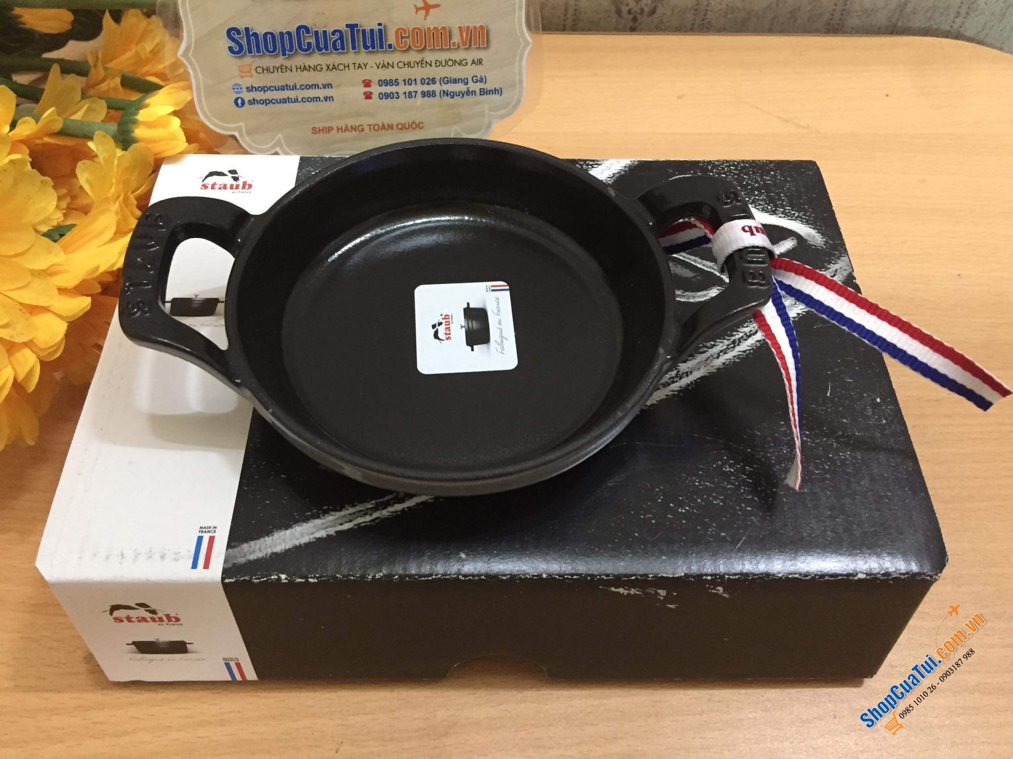 CHẢO STAUB- KHAY NƯỚNG BỎ LÒ 12 CM - Made in France - MÀU XÁM.