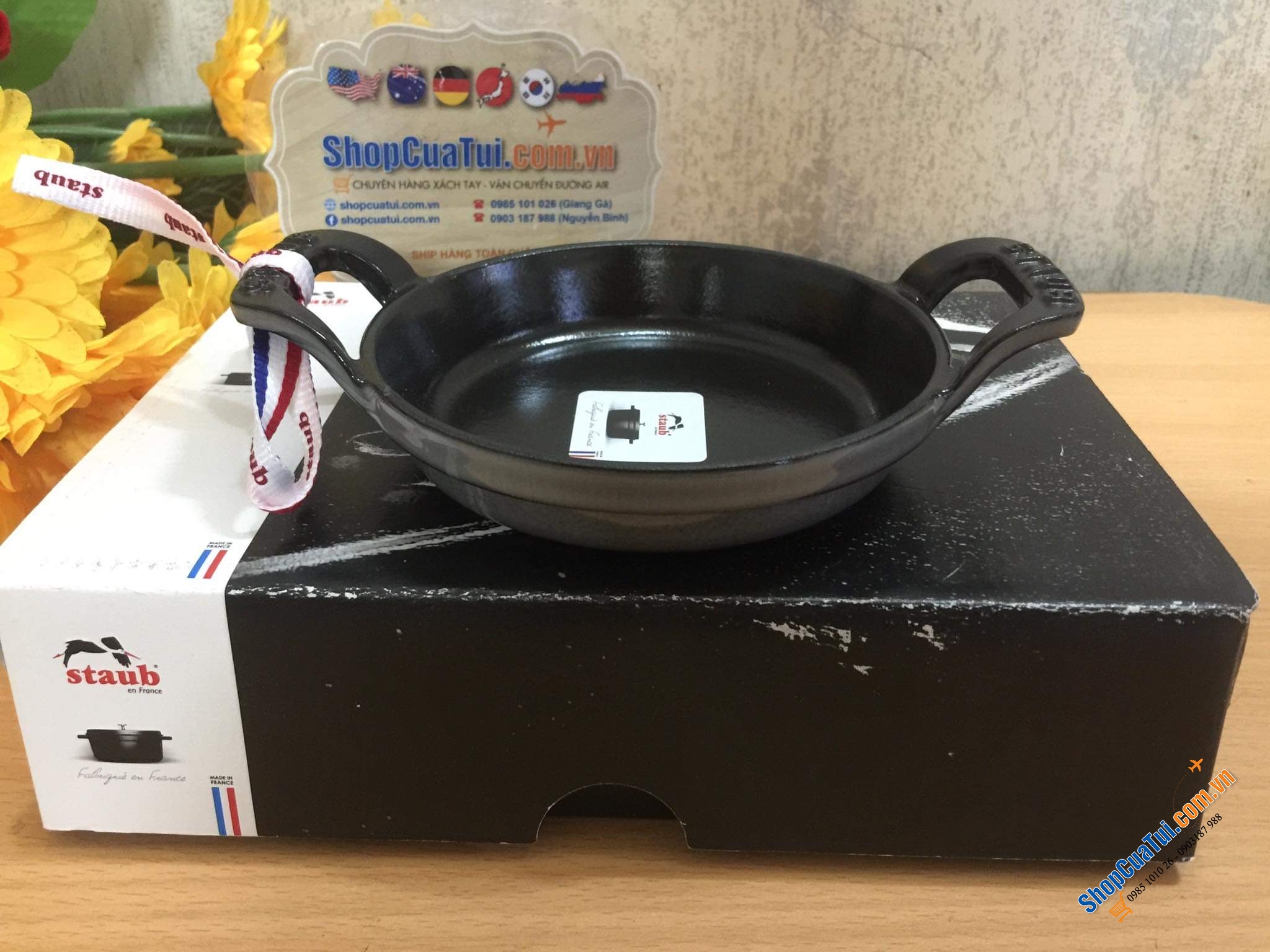CHẢO STAUB- KHAY NƯỚNG BỎ LÒ 12 CM - Made in France - MÀU XÁM.
