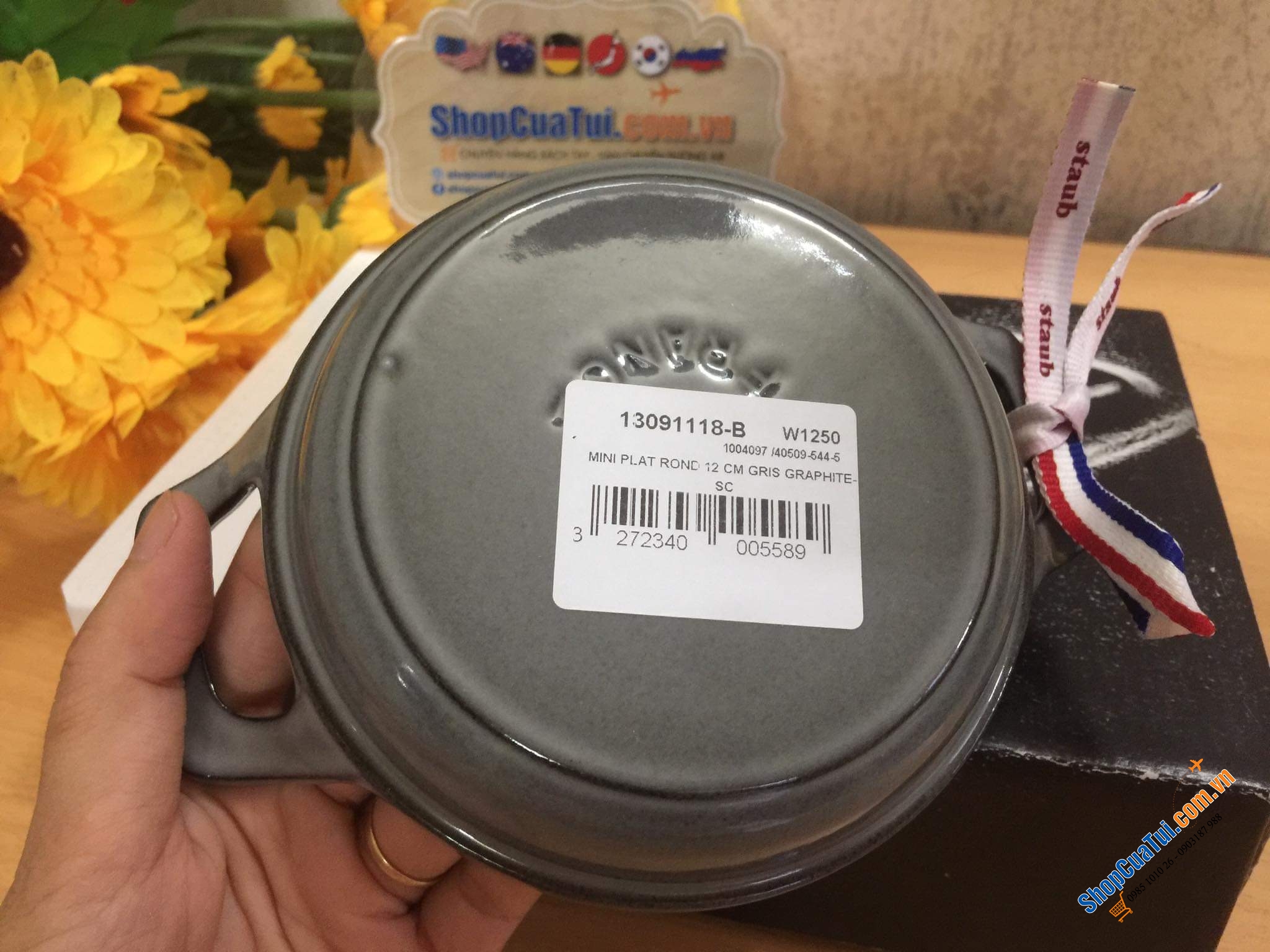 CHẢO STAUB- KHAY NƯỚNG BỎ LÒ 12 CM - Made in France - MÀU XÁM.