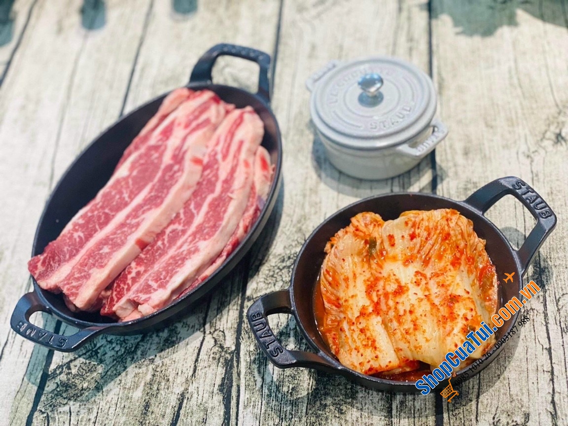 CHẢO STAUB- KHAY NƯỚNG BỎ LÒ 12 CM - Made in France - MÀU XÁM.