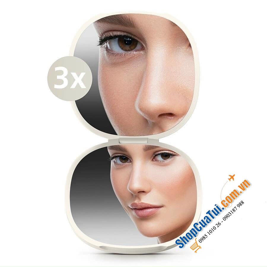 Gương Trang Điểm Joseph Joseph 75006 Viva 2in1 - gương bỏ túi cho phép bạn kiểm tra tình trạng trang điểm của mình mọi nơi mọi lúc, có mặt phóng đại 3 lần