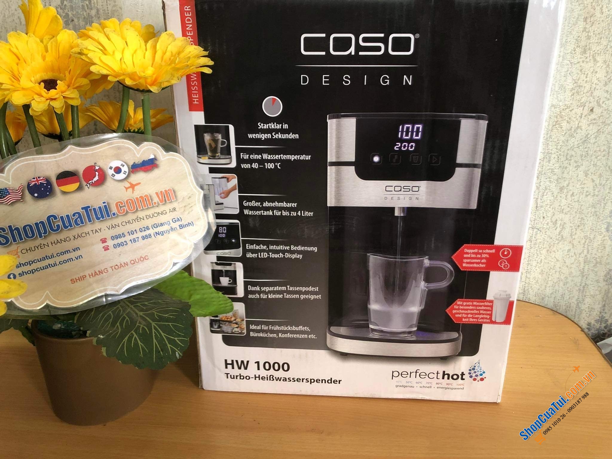 Bình Thuỷ Caso PerfectCup 1000 Pro NEW 4 Lít với 8 mức nước và 4 mức nhiệt độ