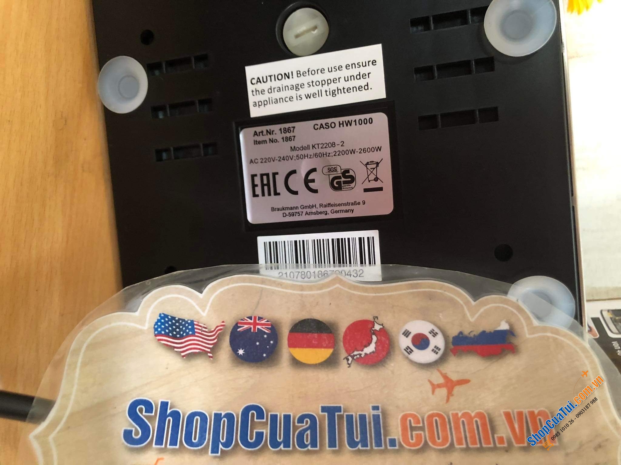 Bình Thuỷ Caso PerfectCup 1000 Pro NEW 4 Lít với 8 mức nước và 4 mức nhiệt độ
