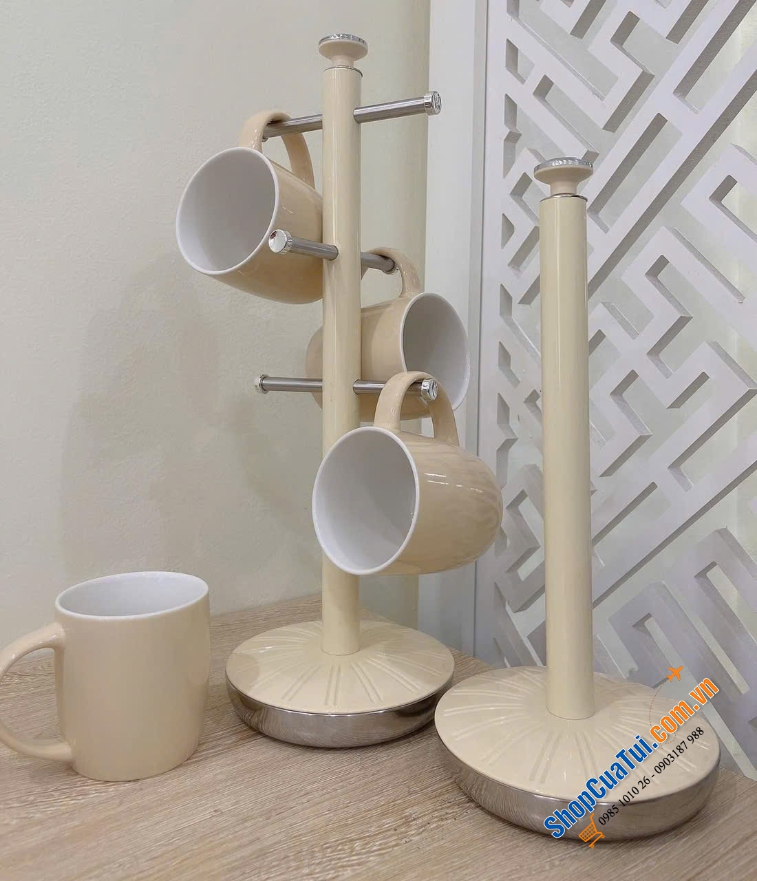 Set Cây treo cốc và dụng cụ để giấy đứng Swan Retro các màu - Lưu trữ và trưng bày một cách an toàn lên đến 6 cốc