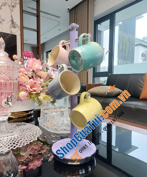 Set Cây treo cốc và dụng cụ để giấy đứng Swan Retro các màu - Lưu trữ và trưng bày một cách an toàn lên đến 6 cốc