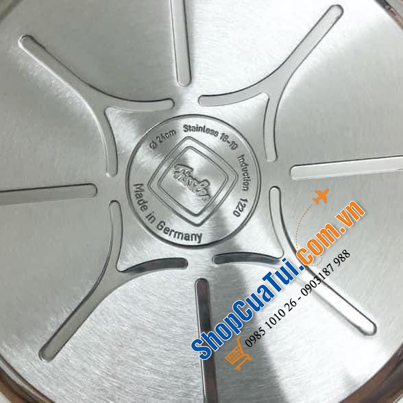 CHẢO FISSLER INOX CRISPY STEELUX PREMIUM 20 CM - Made in Germany dập đáy