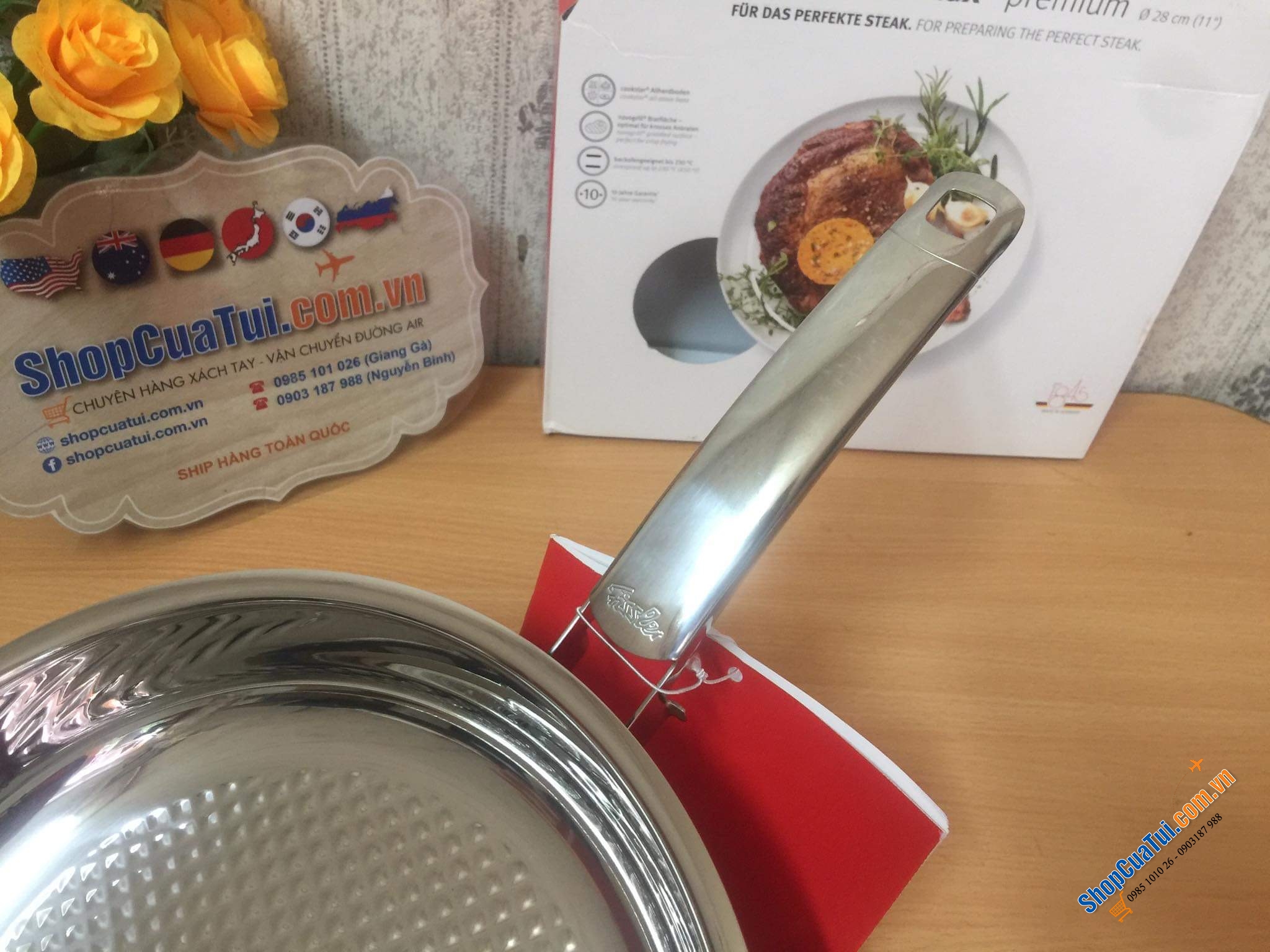 CHẢO FISSLER INOX CRISPY STEELUX PREMIUM 20 CM - Made in Germany dập đáy
