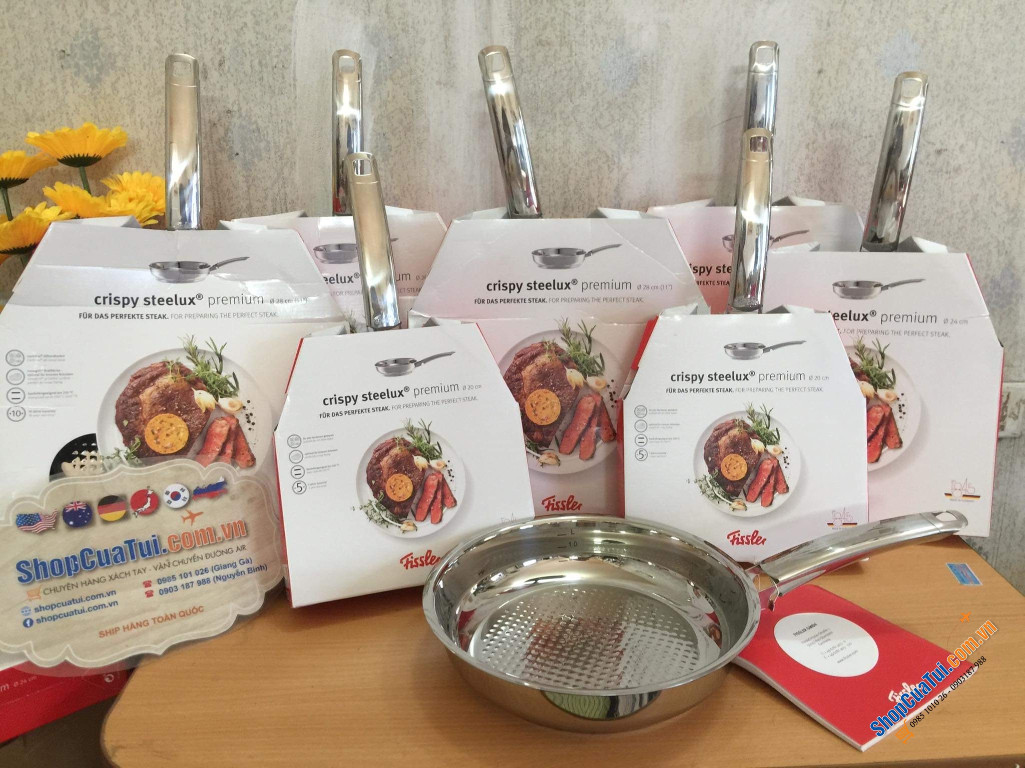 CHẢO FISSLER INOX CRISPY STEELUX PREMIUM 20 CM - Made in Germany dập đáy